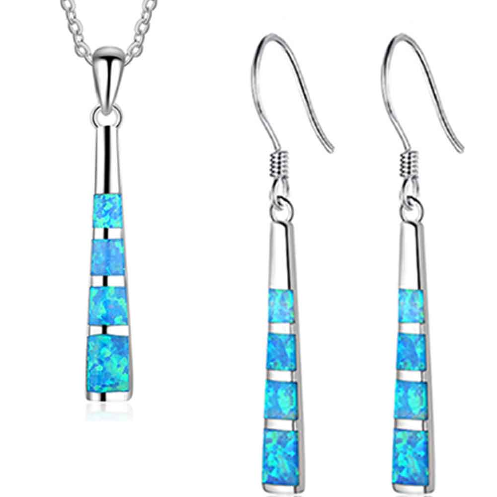 jewellery set blue opal silver