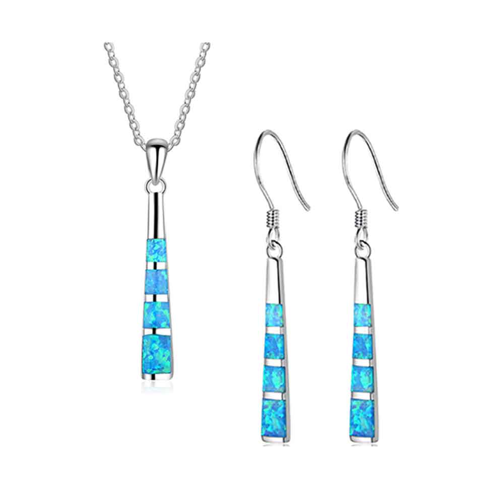 jewellery set blue opal silver