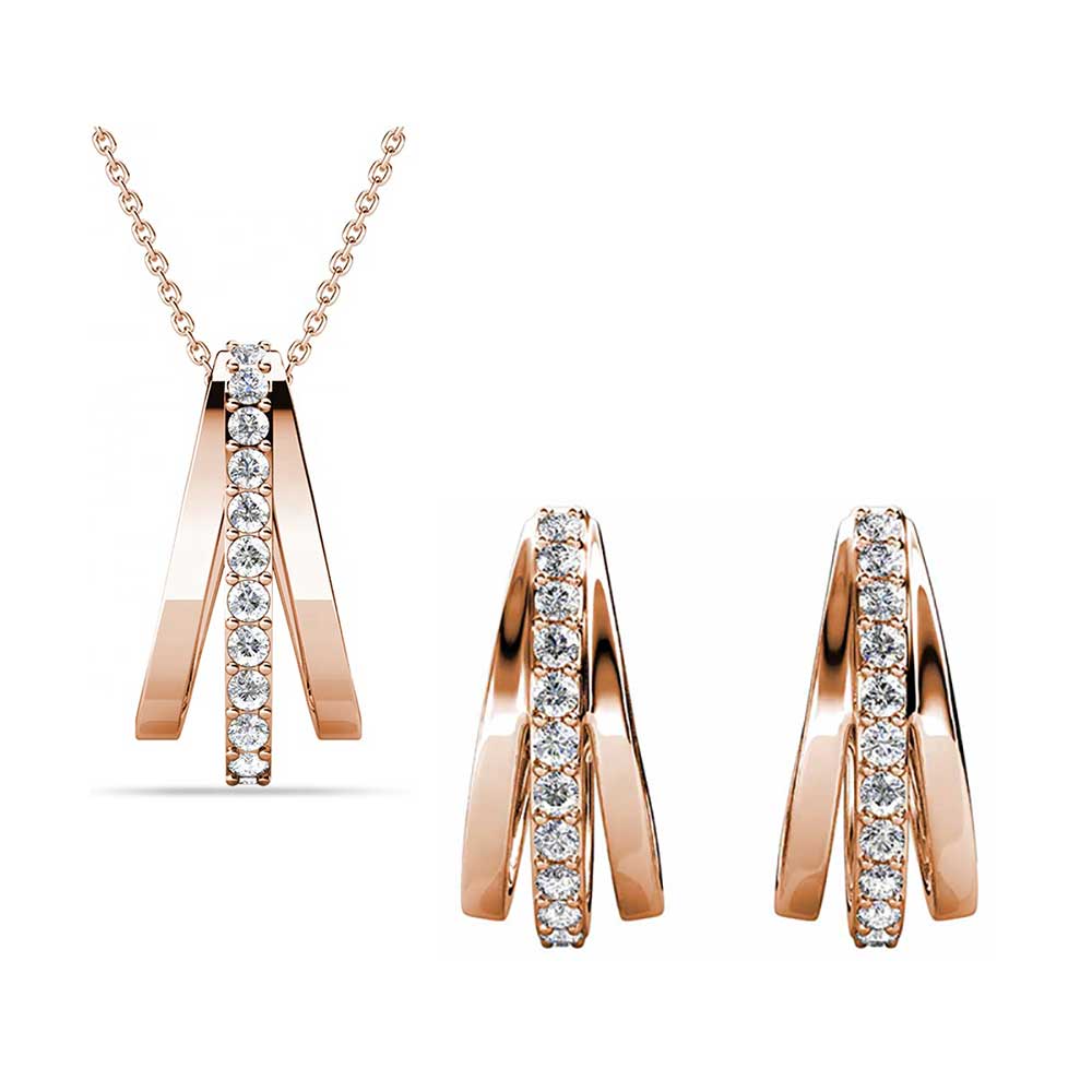 rose gold jewellery set for women