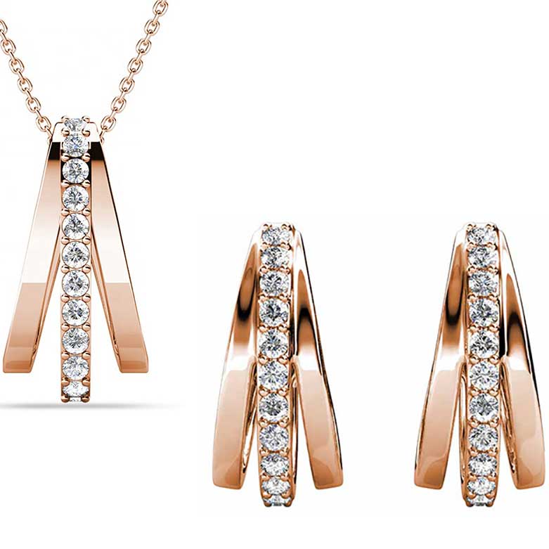 rose gold jewellery set for women