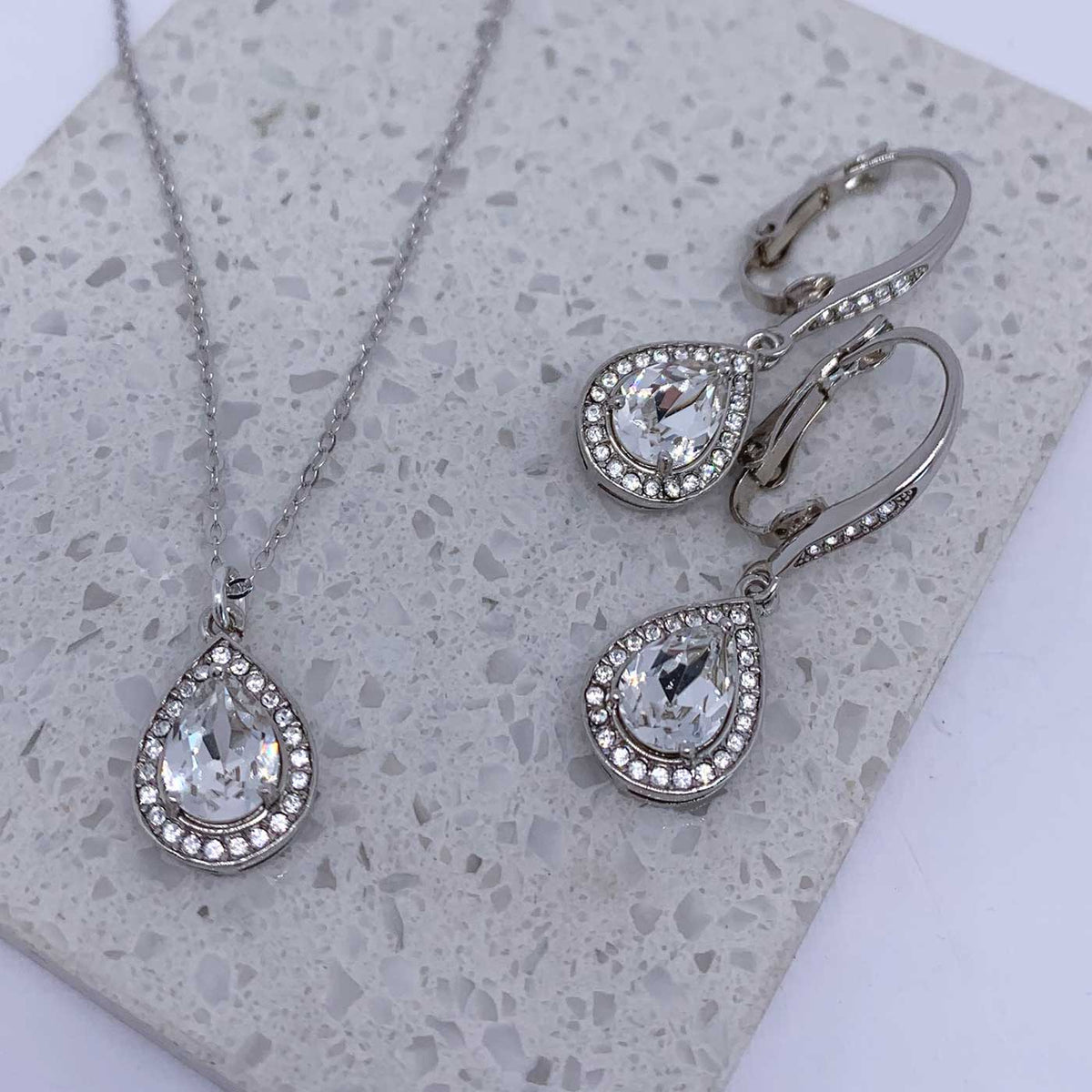 silver crystal jewellery set high quality