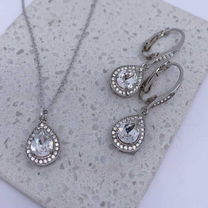 silver crystal jewellery set high quality