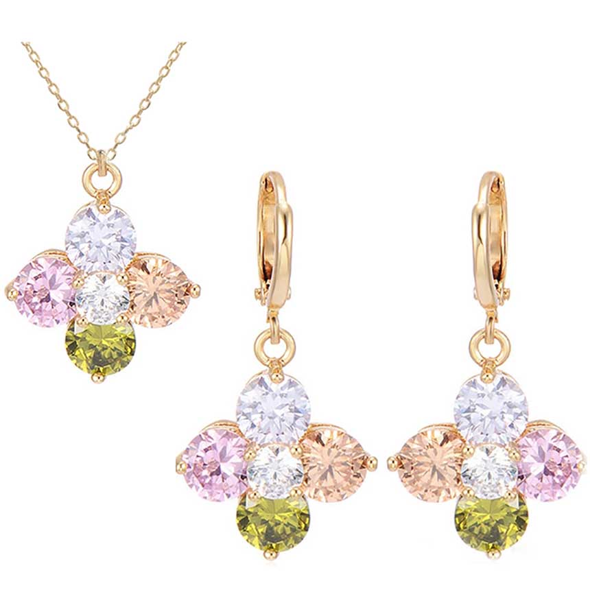 jewellery set crystals coloured