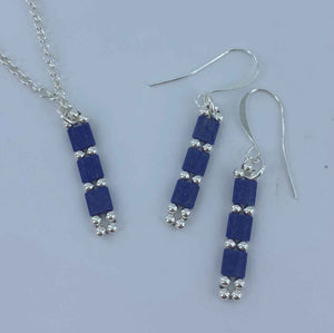 tila beads blue silver jewellery set