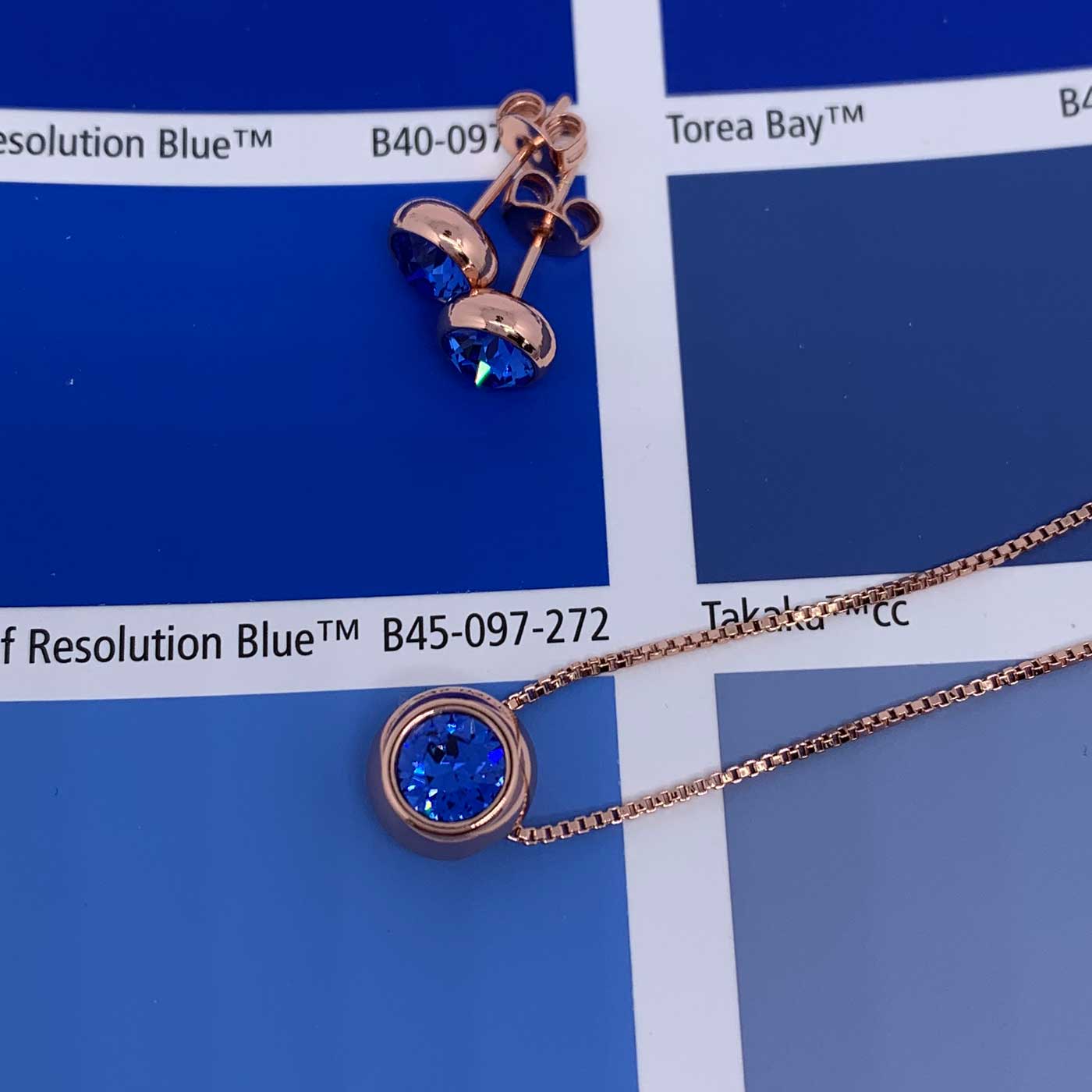 rose gold blue jewellery set