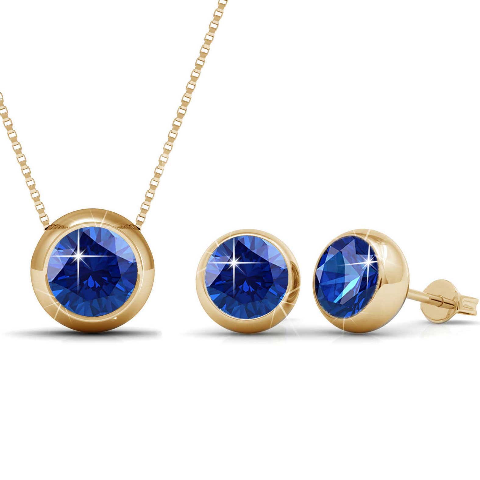 rose gold blue jewellery set