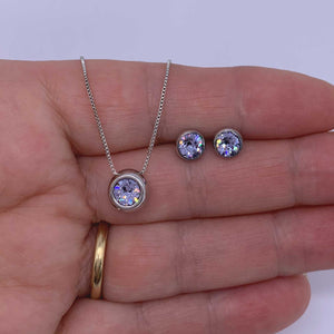 crystal silver matching jewellery set for women