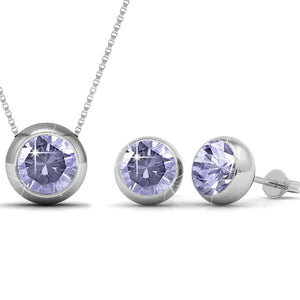 crystal silver matching jewellery set for women