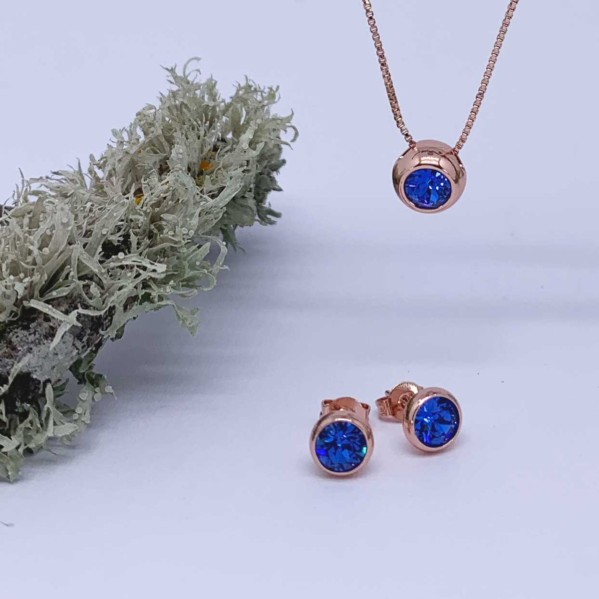 rose gold blue jewellery set nz