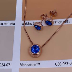rose gold blue jewellery set manhattan colour