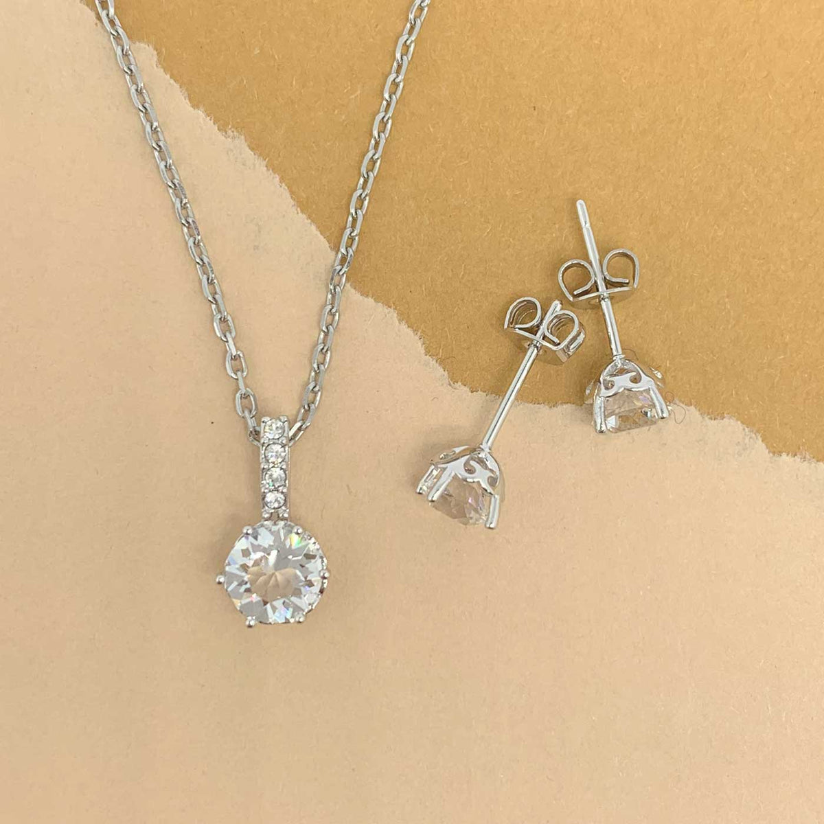 silver jewellery set crystal for women