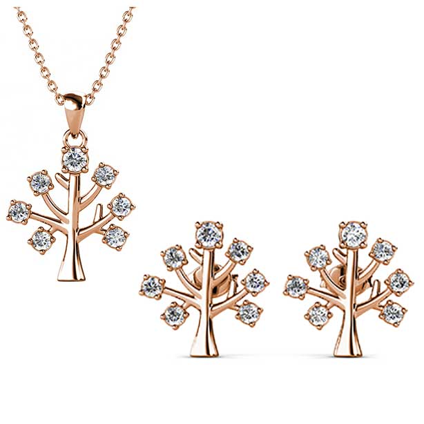 rose gold crystal tree of life jewellery