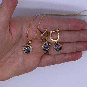 jewellery set gold amethyst swarovski