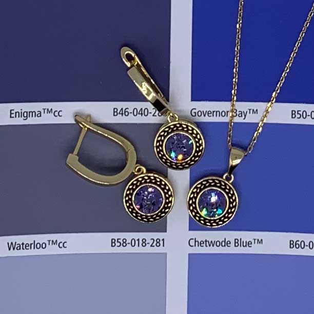 jewellery set gold amethyst swarovski