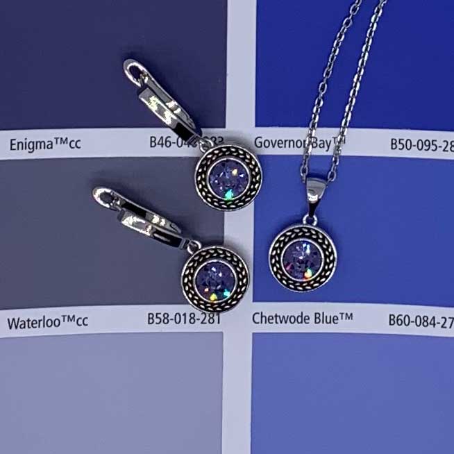 jewellery set silver amethyst swarovski