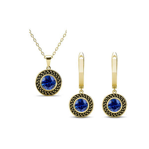 jewellery set gold blue swarovski