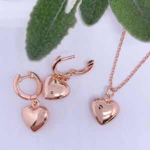 jewellery set rose gold heart S925