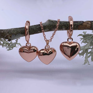 rose gold huggie heart earrings tree