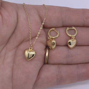 gold heart jewellery set