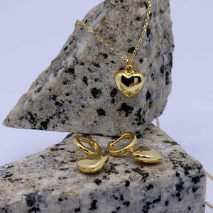 gold heart jewellery set