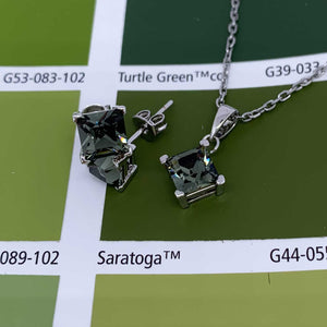 green crystal jewellery set resene