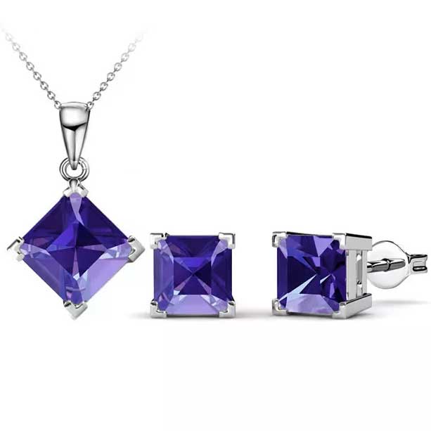 jewellery set purple crystal