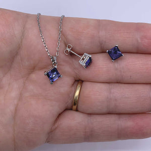 jewellery set purple crystal hand