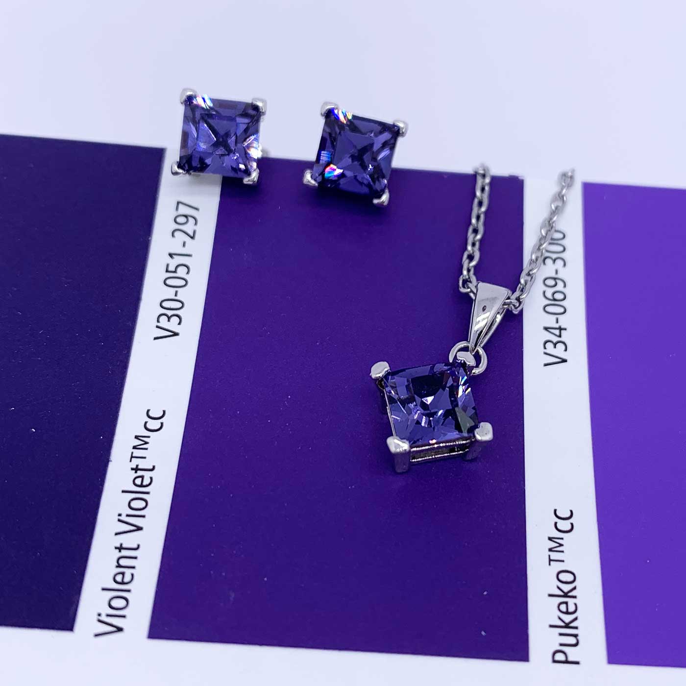 jewellery set purple crystal