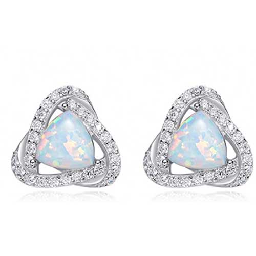 925 Sterling Silver Opal Crystal Earrings "Eleanor" (White)