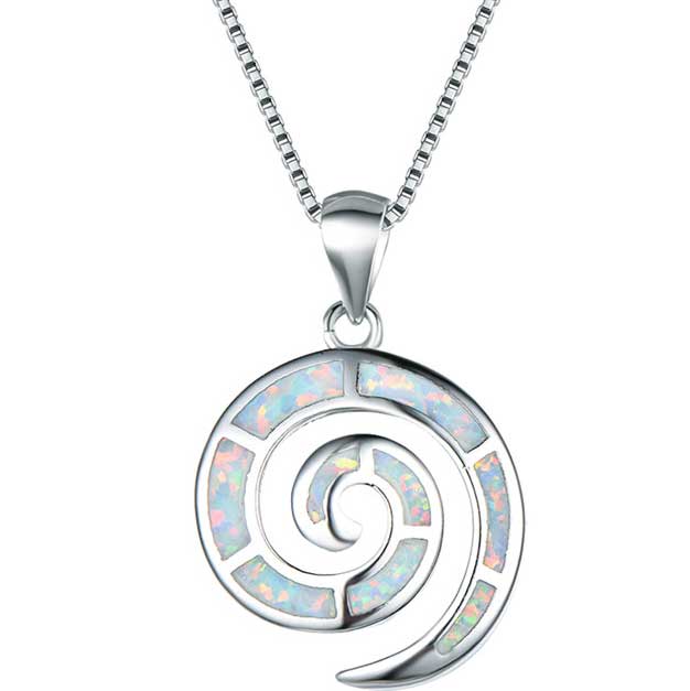silver jewellery set opal maori koru