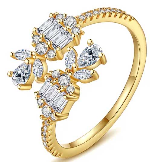 gold crystal adjustable dress ring
