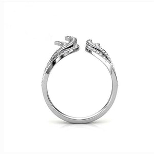 adjustable silver crystal fire ring