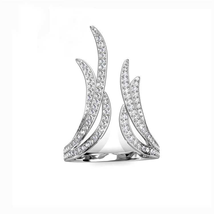 adjustable silver crystal fire ring