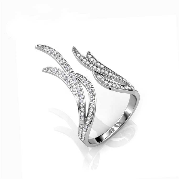 adjustable silver crystal fire ring