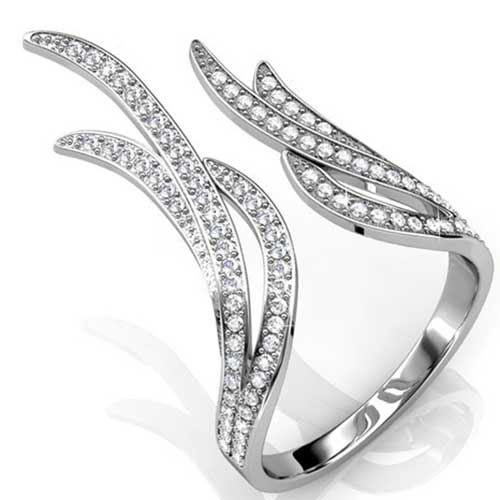 adjustable silver crystal fire ring