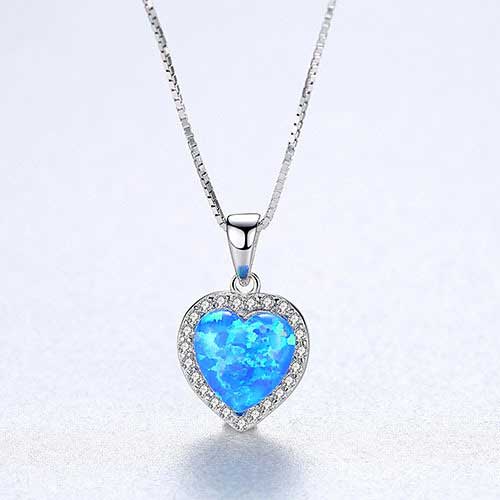 frenelle jewellery silver opal necklace blue