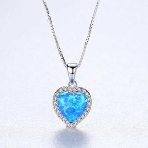 jewellery set blue opal silver necklace