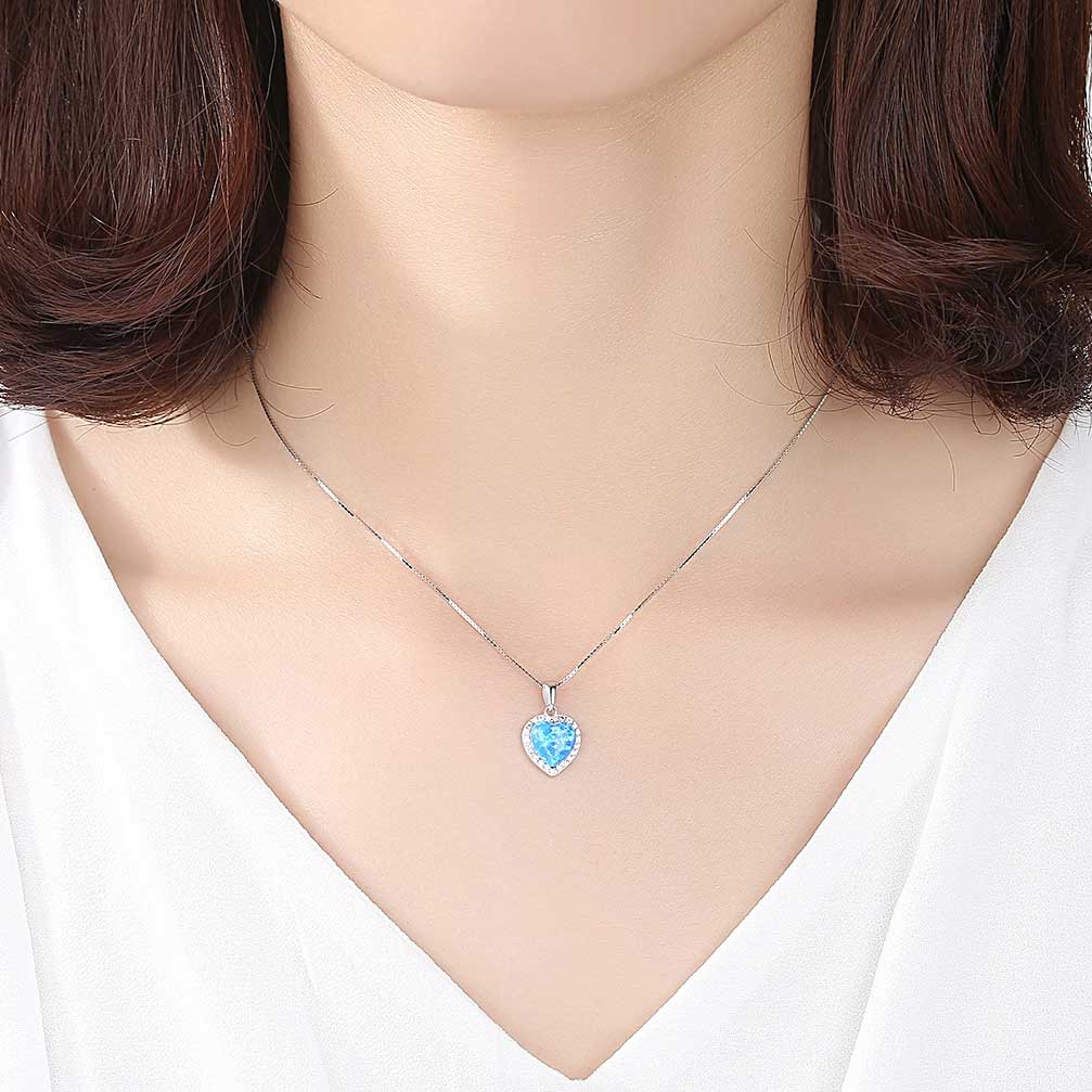 blue opal crystal silver necklace jewellery