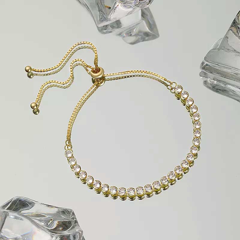 gold adjustable tennis bracelet for women girls