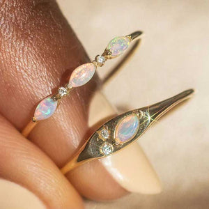 gold opal ring birthday gift