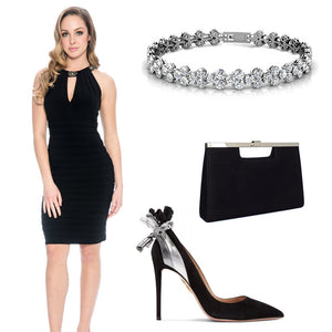 crystal tennis bracelet bridal black