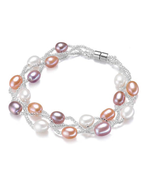 pearl bracelet with magnetic clasp white background