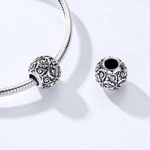 silver scroll charm bead for bracelets