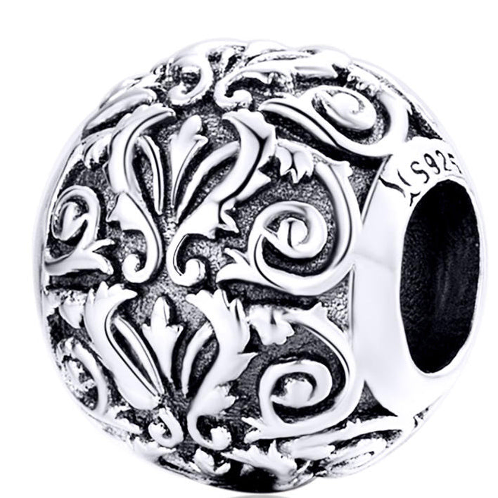 silver scroll charm bead for bracelets
