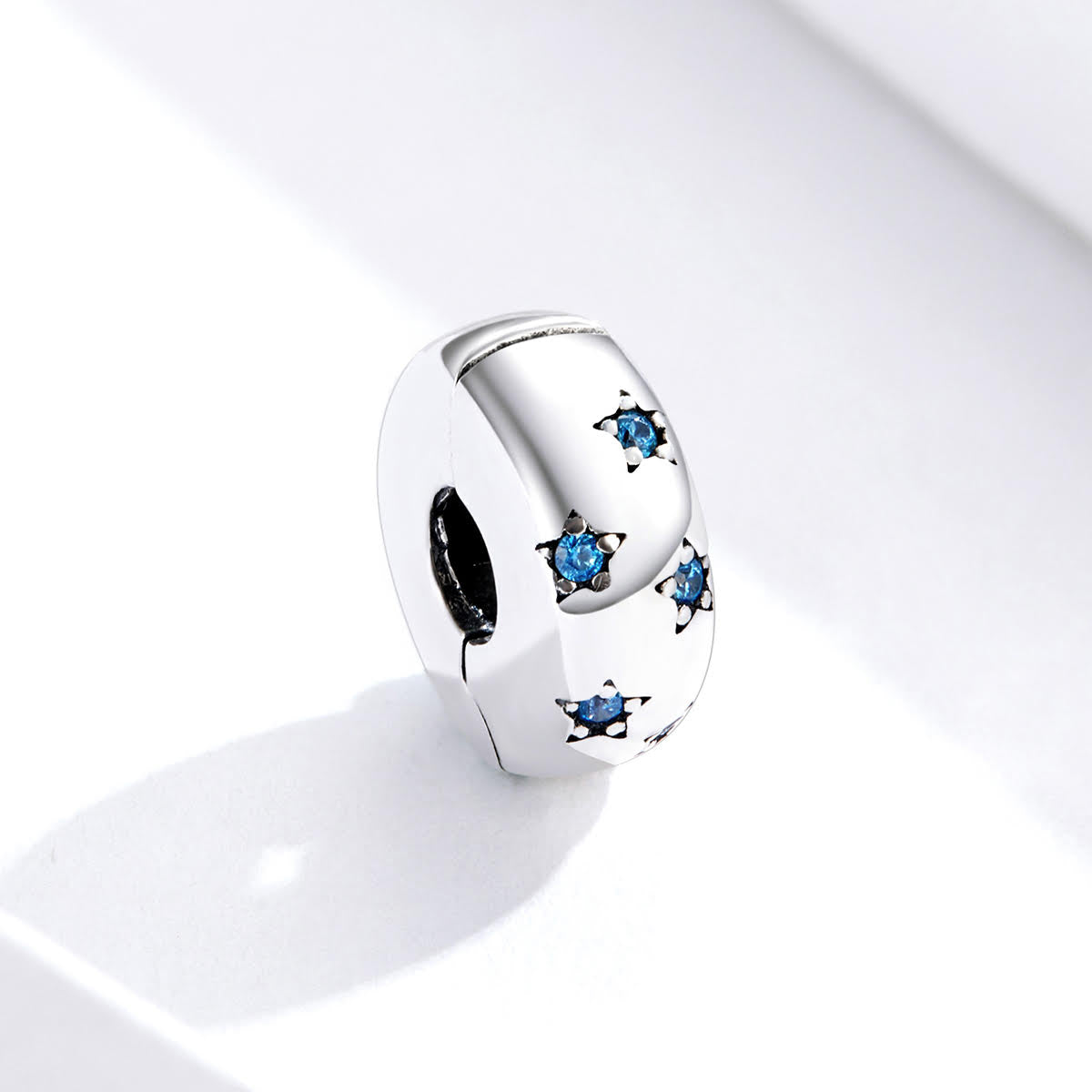 blue stars silver charm spacer bead