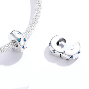 blue stars silver charm spacer bead