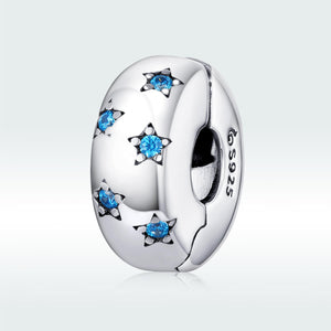 blue stars silver charm spacer bead