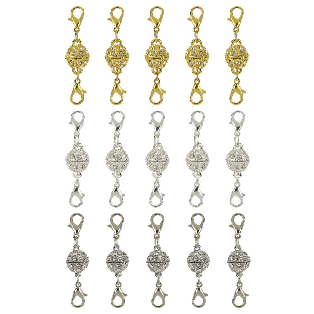 gold magnetic clasp necklace bracelet pave crystal