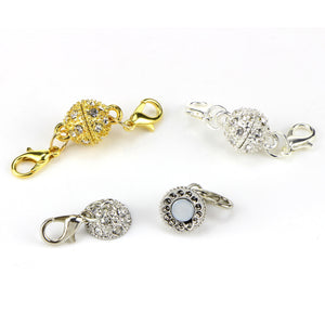 silver pave crystal magnetic clasp necklace bracelet