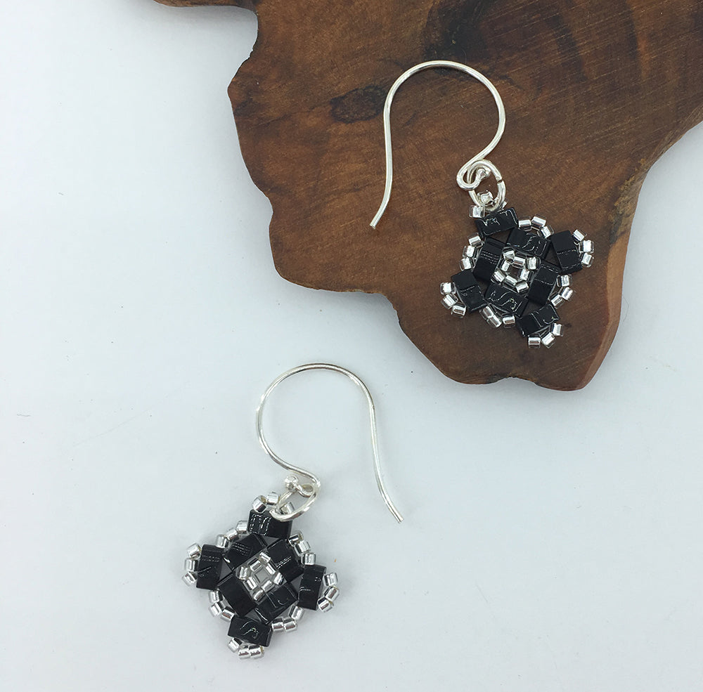 black and silver drop earrings for women